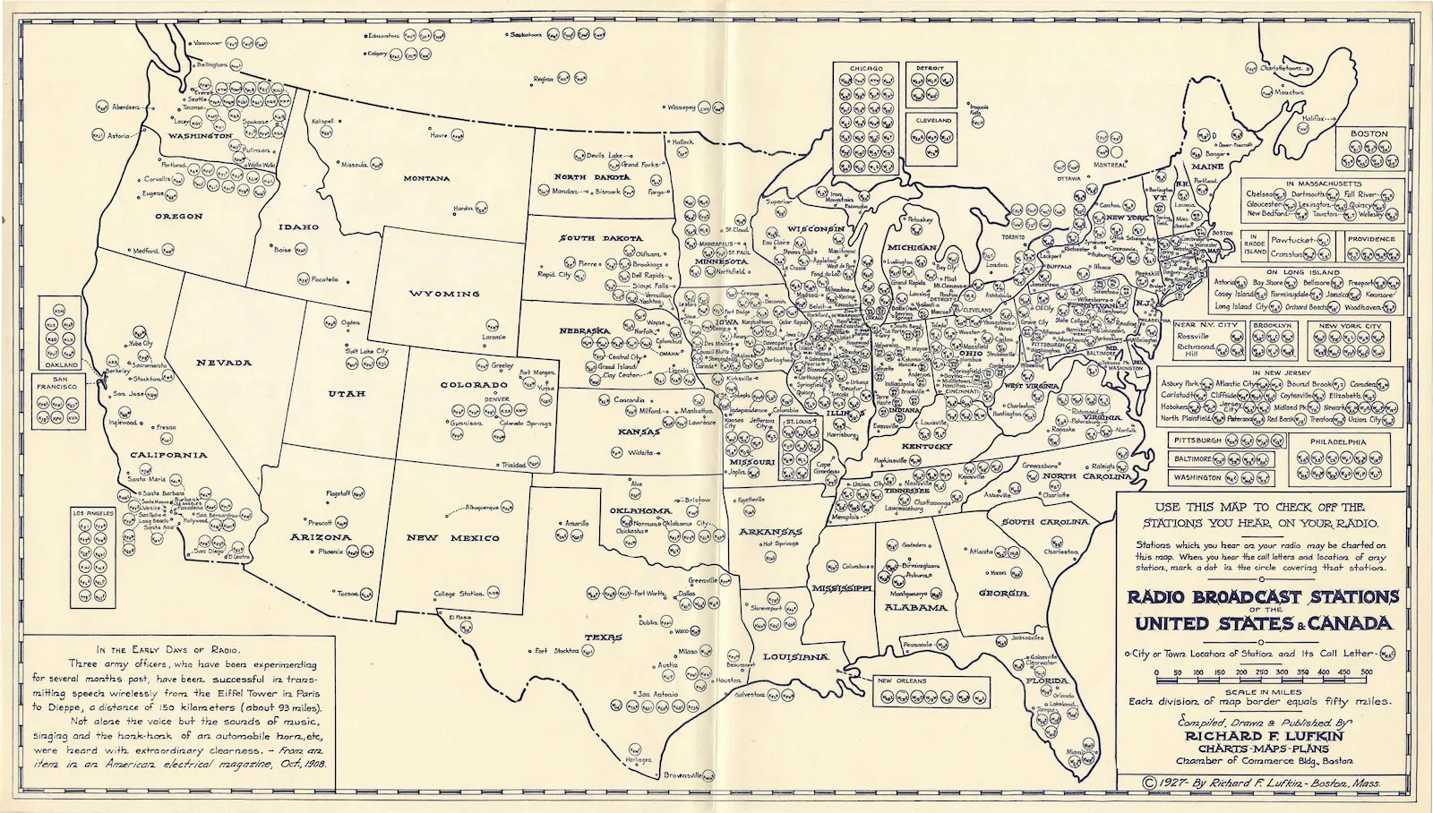Map of radio broadcast reach across America